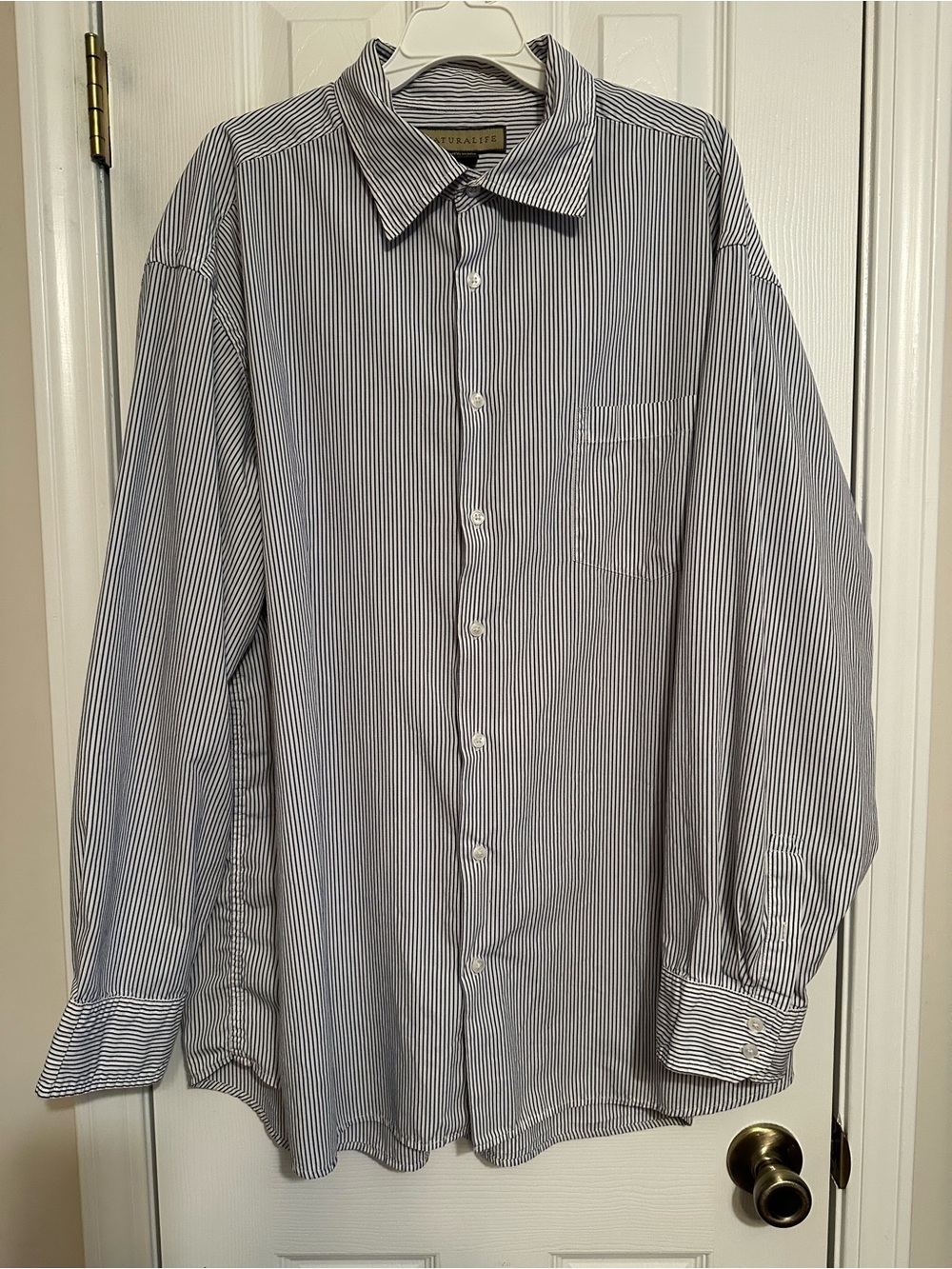 Men’s Stripe Button-Up Shirt - Blue/White -XXL